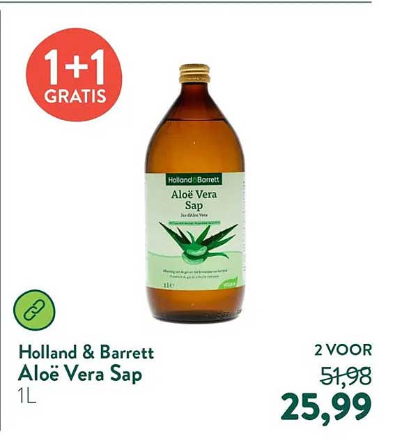 Holland & Barrett Aloë Vera Sap 1L 1+1 GRATIS
