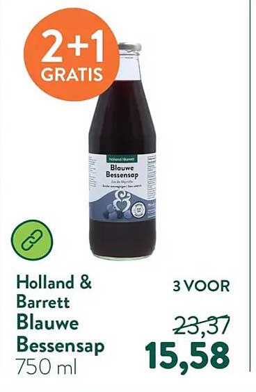 Holland & Barrett Blauwe Bessensap 750 ml 2+1 GRATIS