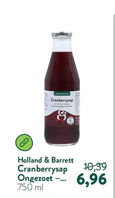 Holland & Barrett Cranberrysap Ongezoet – 750 ml