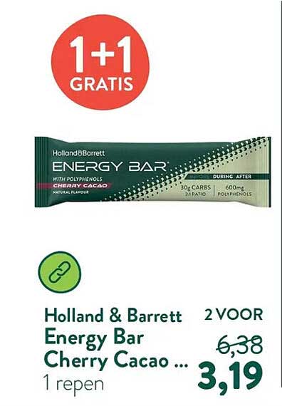 Holland & Barrett Energy Bar Cherry Cacao ... 1+1 GRATIS