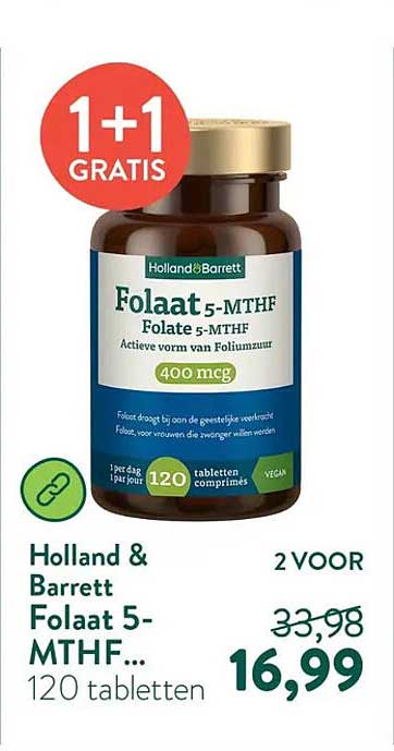 Holland & Barrett Folaat 5-MTHF... 120 tabletten 1+1 GRATIS