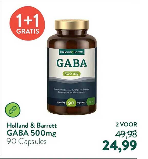 Holland & Barrett GABA 500mg 90 Capsules 1+1 gratis