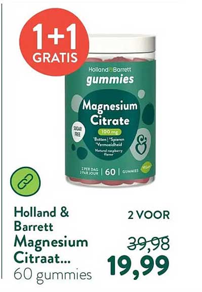Holland & Barrett Magnesium Citraat... 60 gummies 1+1 GRATIS