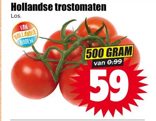 Hollandse trostomaten Los. 500 GRAM van 0.99