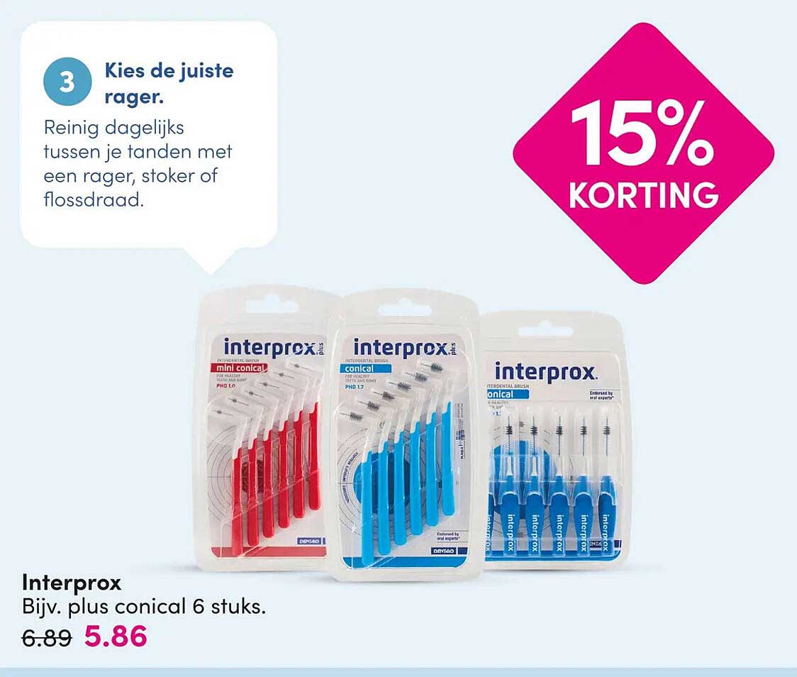 Interprox Bijv. plus conical 6 stuks. 15% KORTING