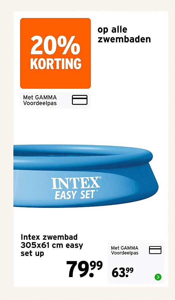 Intex zwembad 305x61 cm easy set up 20% KORTING
