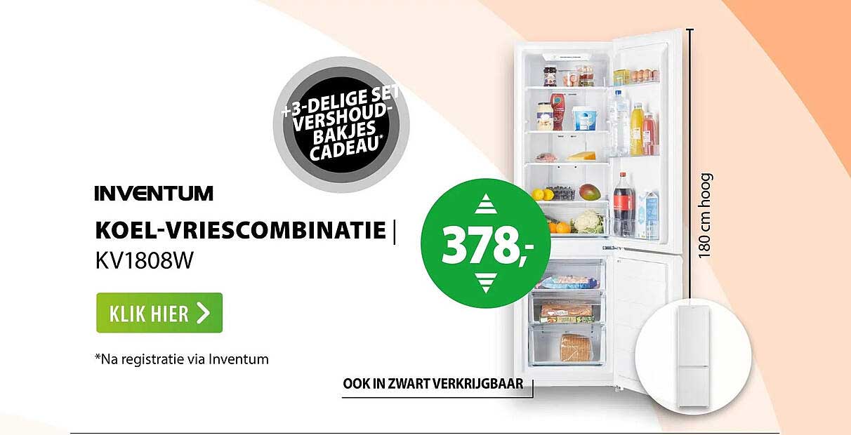 INVENTUM KOEL-VRIESCOMBINATIE KV1808W