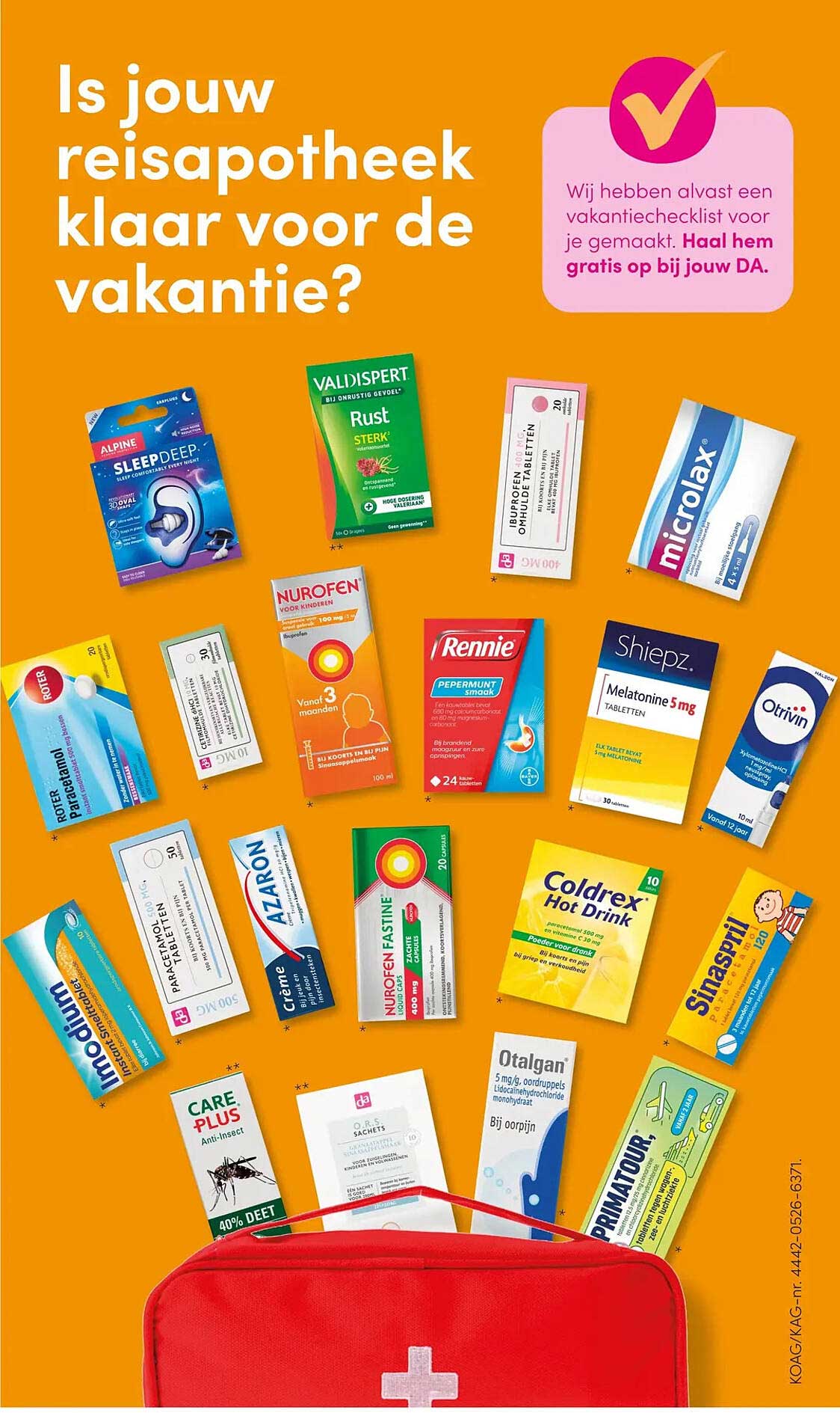 Is jouw reisapotheek klaar voor de vakantie? Haal hem gratis op bij jouw DA.
