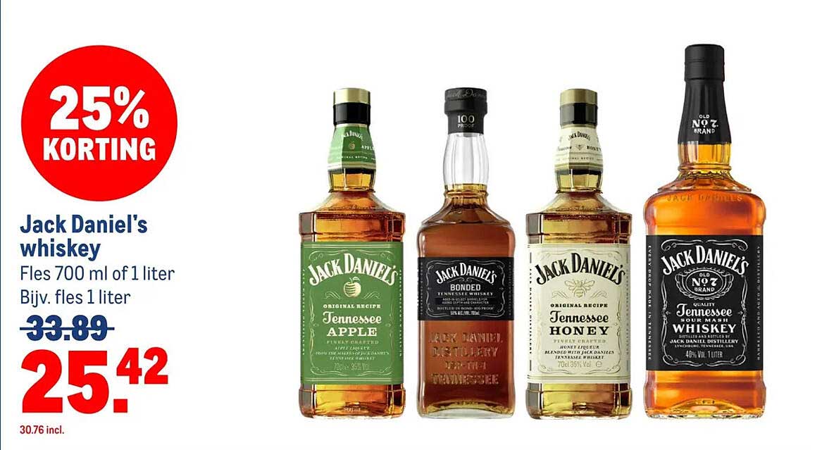 Jack Daniel's whiskey 25% KORTING