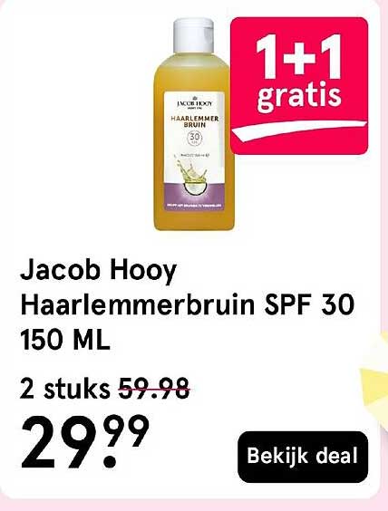 Jacob Hooy Haarlemmerbruin SPF 30 150 ML 1+1 gratis