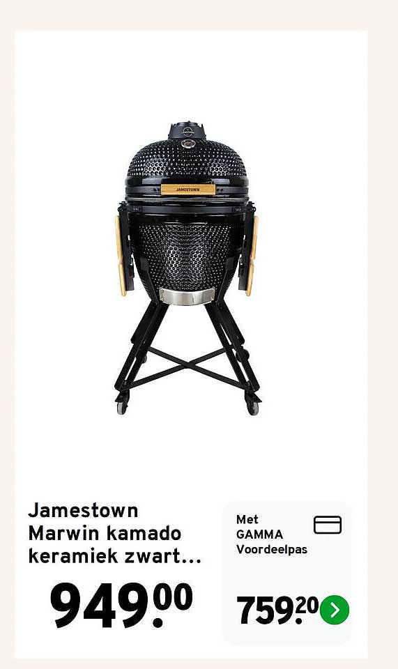 Jamestown Marwin kamado keramiek zwart...