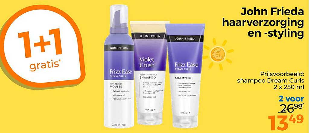 John Frieda haarverzorging en -styling 1+1 gratis