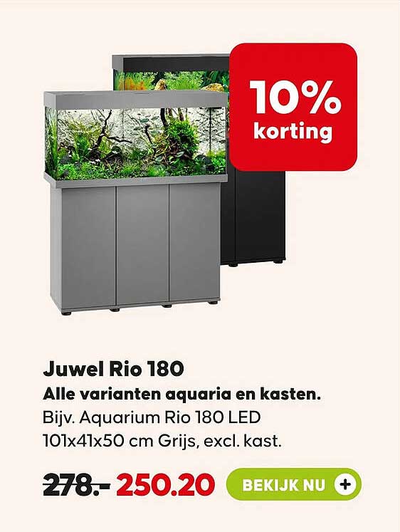Juwel Rio 180 Alle varianten aquaria en kasten. Biv. Aquarium Rio 180 LED 101x41x50 cm Grijs, excl. kast. 10% korting