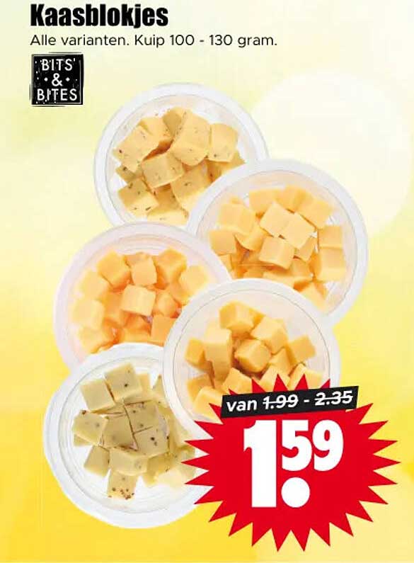 Kaasblokjes Alle varianten, Kuip 100 - 130 gram