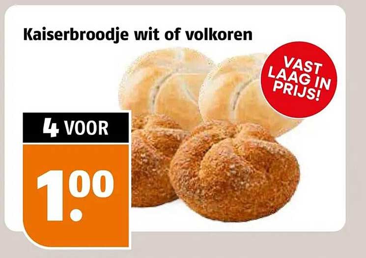 Kaiserbroodje wit of volkoren 4 voor