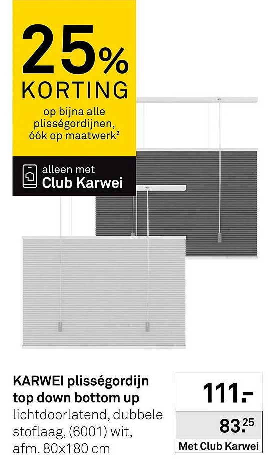 KARWEI plisségordijn top down bottom up 25% korting