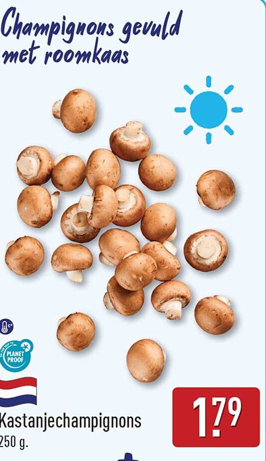Kastanjechampignons gevuld met roomkaas