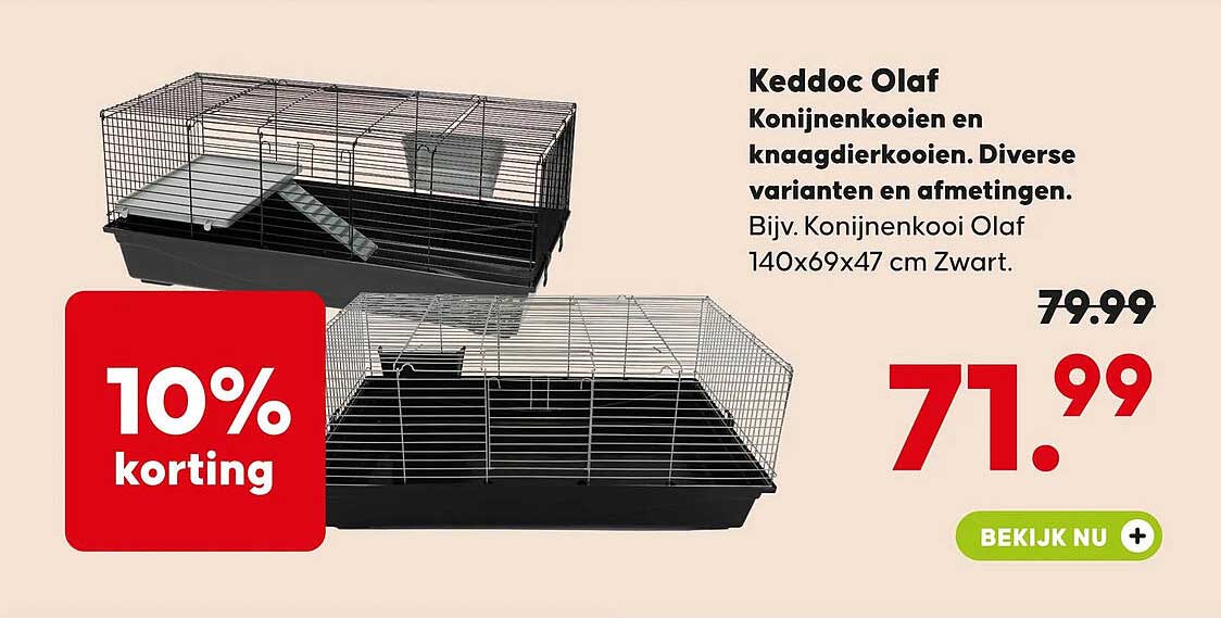 Keddoc Olaf Konijnenkooien en knaagdierkooien. Diverse varianten en afmetingen. Bijv. Konijnenkooi Olaf 140x69x47 cm Zwart. 10% korting