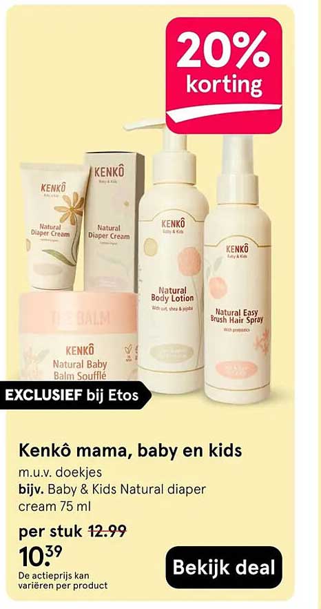 Kenkô mama, baby en kids m.u.v. doekjes, bijv. Baby & Kids Natural diaper cream 75 ml