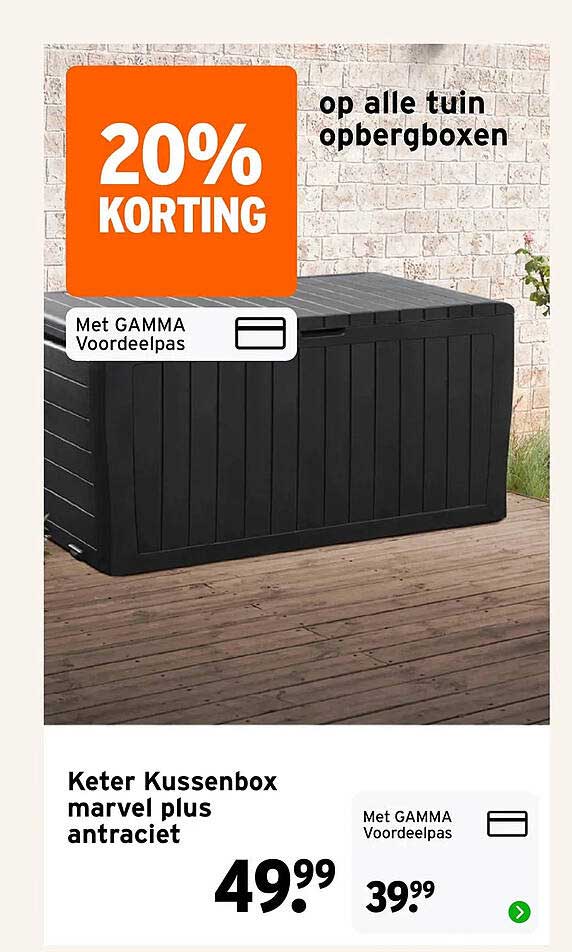 Keter Kussenbox marvel plus antraciet 20% KORTING op alle tuin opbergboxen