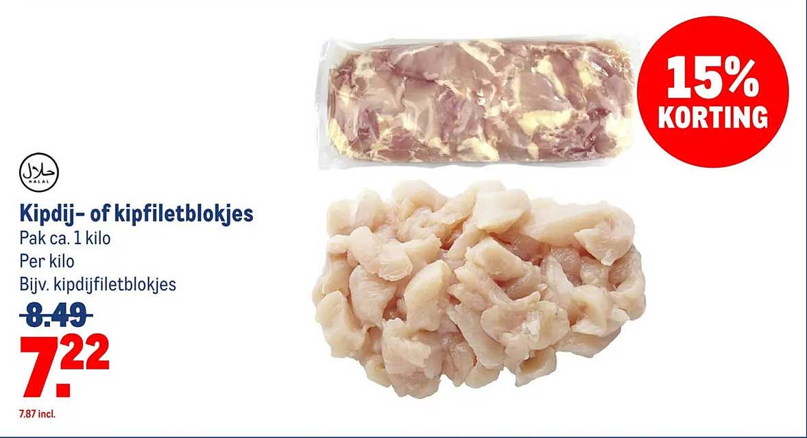 Kipdij- of kipfiletblokjes