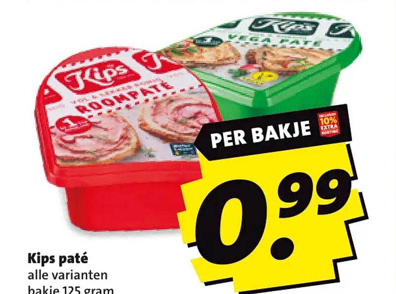 Kips paté alle varianten bakje 125 gram