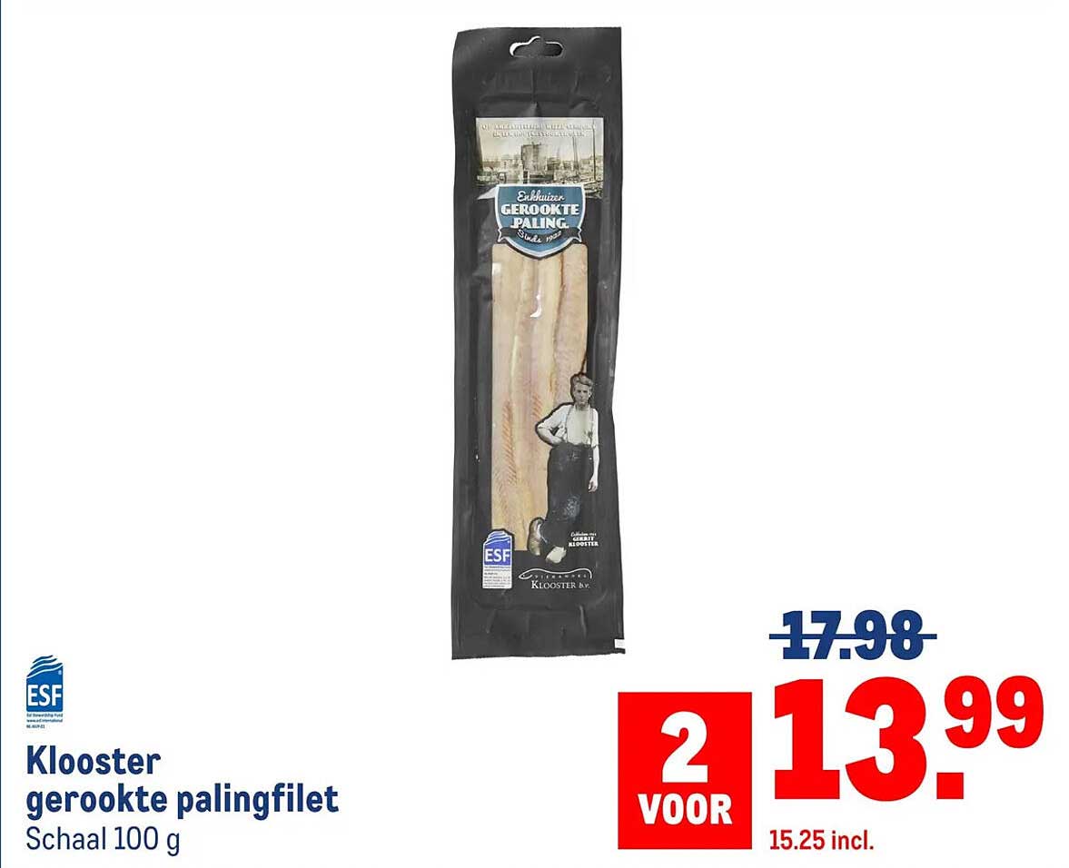 Klooster gerookte palingfilet Schaal 100 g 2 voor