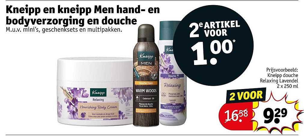 Kneipp en kneipp Men hand- en bodyverzorging en douche 2e artikel voor 1.00