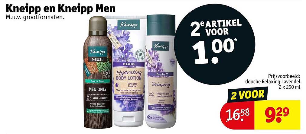 Kneipp en Kneipp Men M.u.v. grootformaten. 2e artikel voor 1.00*