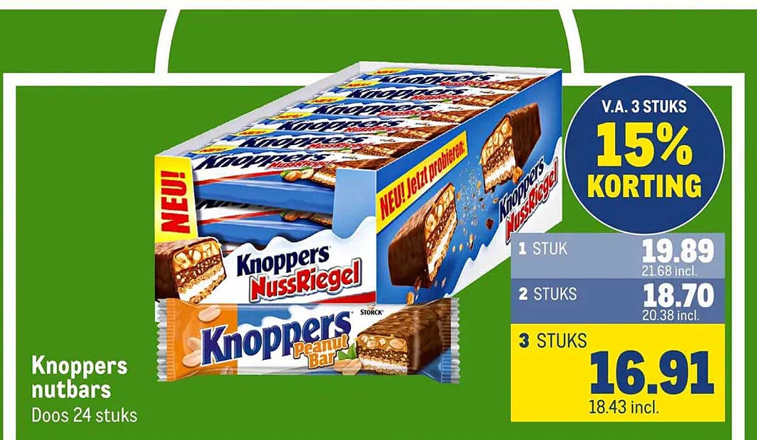 Knoppers nutbars Doos 24 stuks