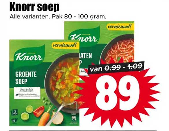 Knorr soep Alle varianten. Pak 80 - 100 gram. vernieuwd!