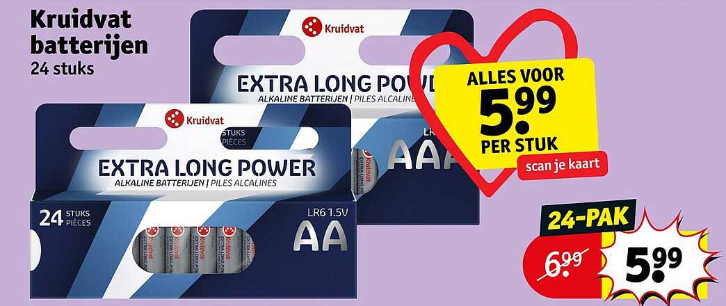 Kruidvat batterijen 24 stuks EXTRA LONG POWER