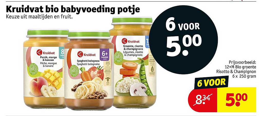 Kruidvat bio babyvoeding potje 6 voor 5.00