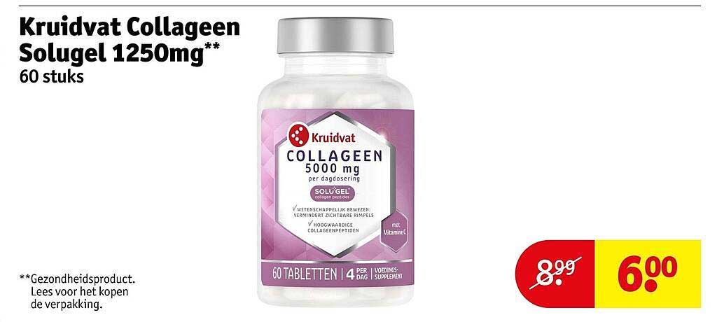 Kruidvat Collageen Solugel 1250mg** 60 stuks