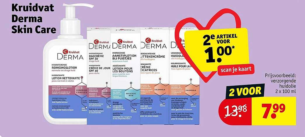 Kruidvat Derma Skin Care 2e artikel voor 1.00* scan je kaart