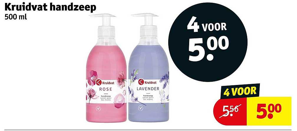 Kruidvat handzeep 500 ml 4 voor 5.00