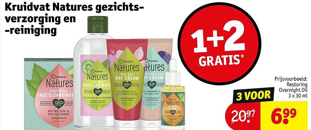 Kruidvat Natures gezichts-verzorging en -reiniging 1+2 gratis*