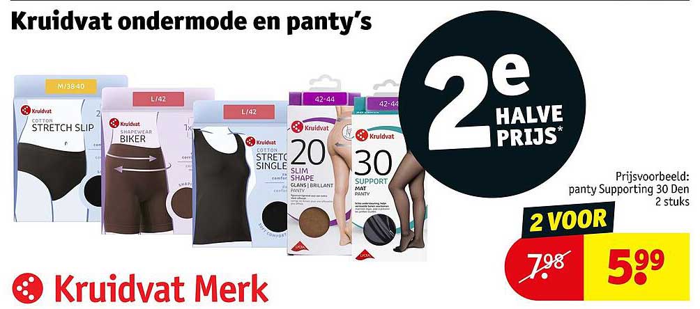 Kruidvat ondermode en panty’s 2e halve prijs