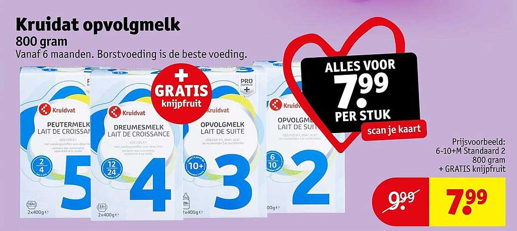 Kruidvat opvolgmelk 800 gram + GRATIS knijpfruit