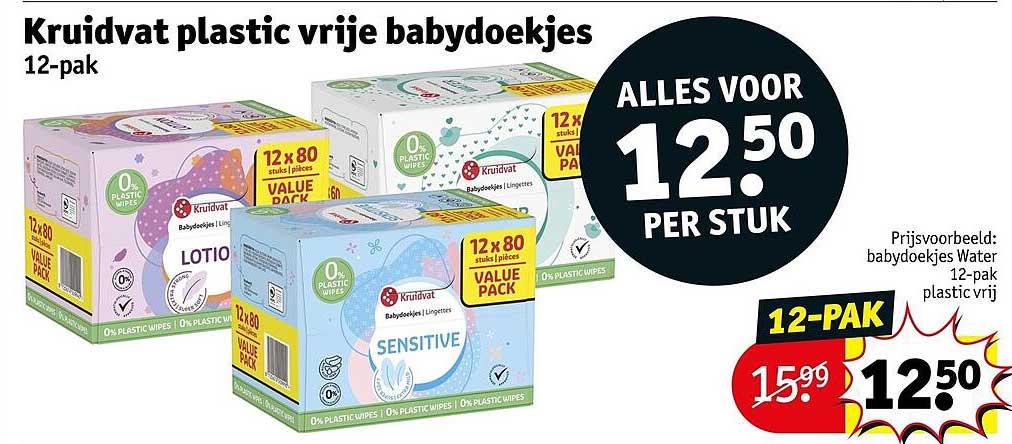 Kruidvat plastic vrije babydoekjes 12-pak