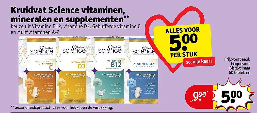 Kruidvat Science vitaminen, mineralen en supplementen**