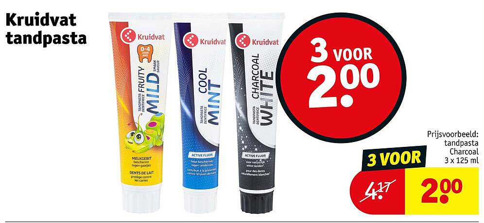 Kruidvat tandpasta 3 voor 2.00