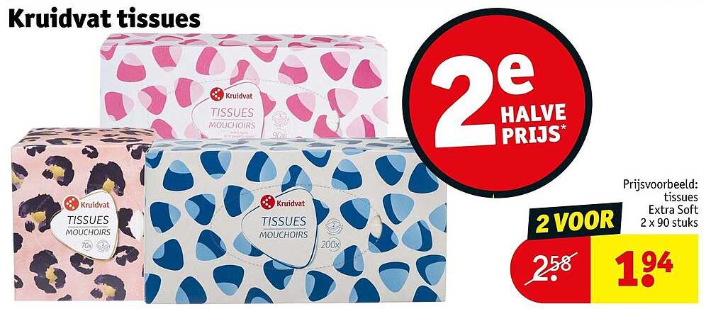 Kruidvat tissues 2e halve prijs