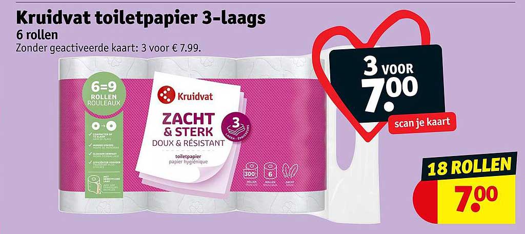 Kruidvat toiletpapier 3-laags 6 rollen