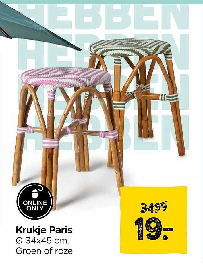 Krukje Paris Ø 34x45 cm. Groen of roze