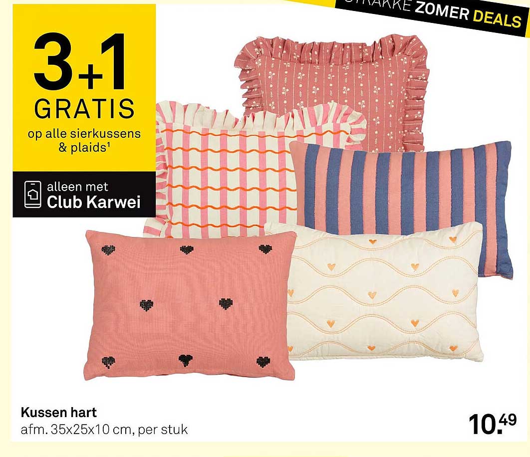Kussen hart 3+1 GRATIS