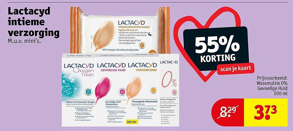 Lactacyd intieme verzorging M.u.v. mini's. 55% korting scan je kaart