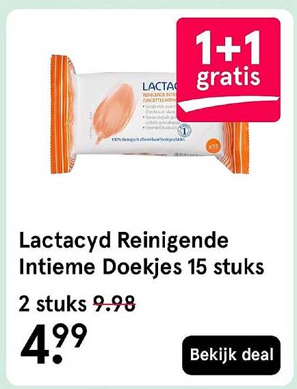 Lactacyd Reinigende Intieme Doekjes 15 stuks 1+1 gratis