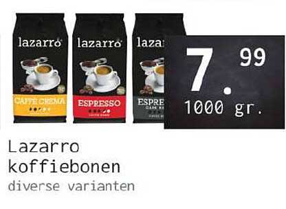Lazarro koffiebonen diverse varianten