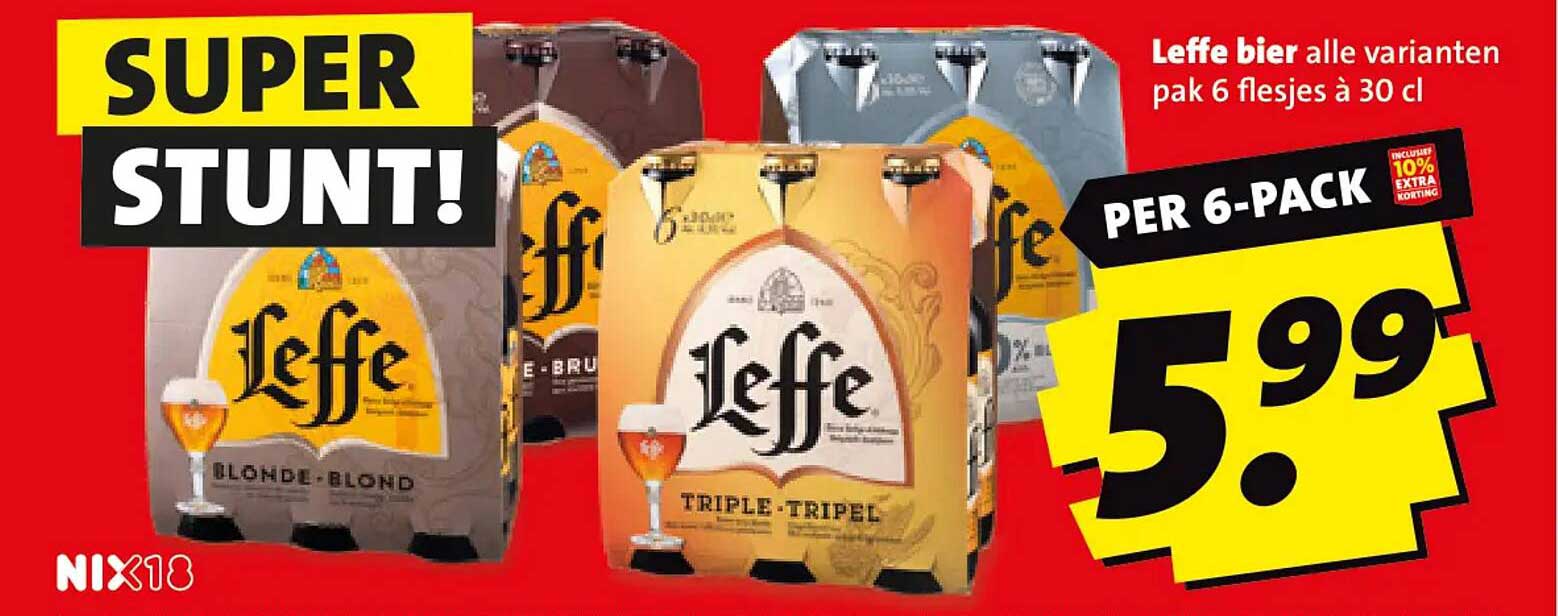 Leffe bier alle varianten pak 6 flesjes à 30 cl PER 6-PACK